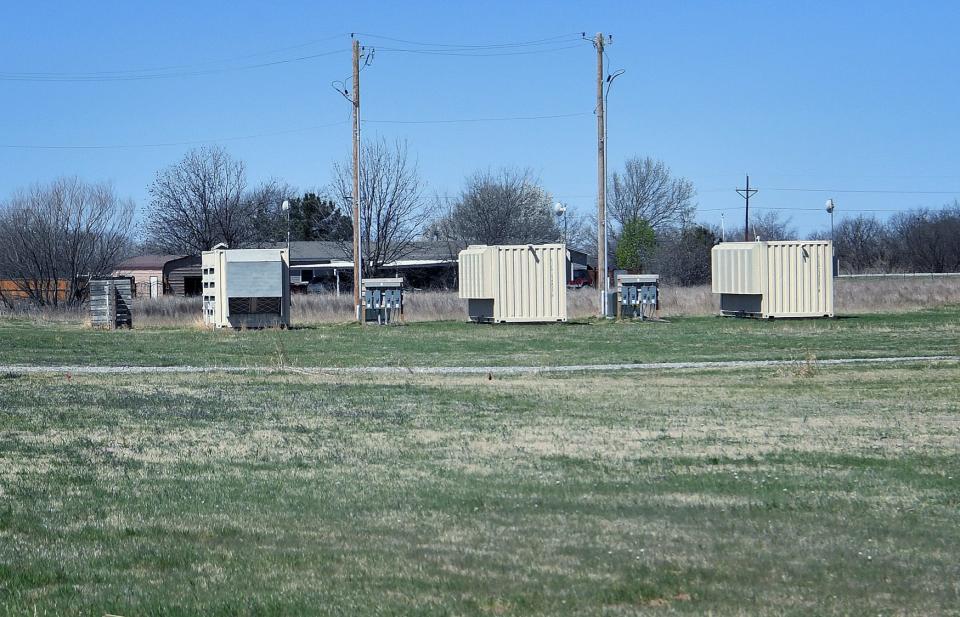 Three modular storage containers with electrical power are on site in Clay County at the Dexa Resources cryptocurrency mining facility.