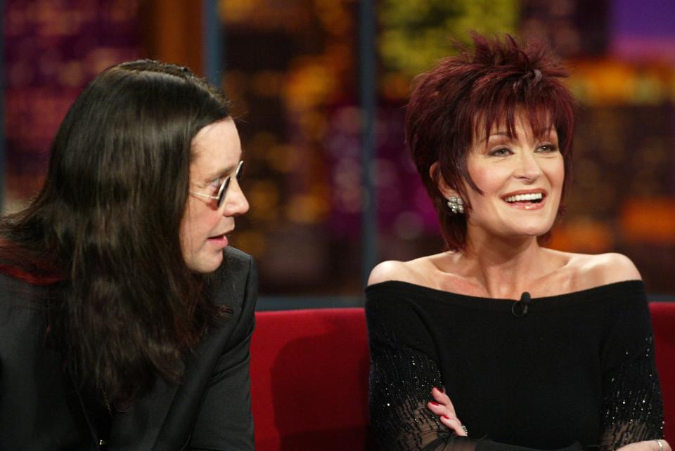 Sharon Osbourne and Ozzy Osbourne on The Tonight Show with Jay Leno in November 2002.