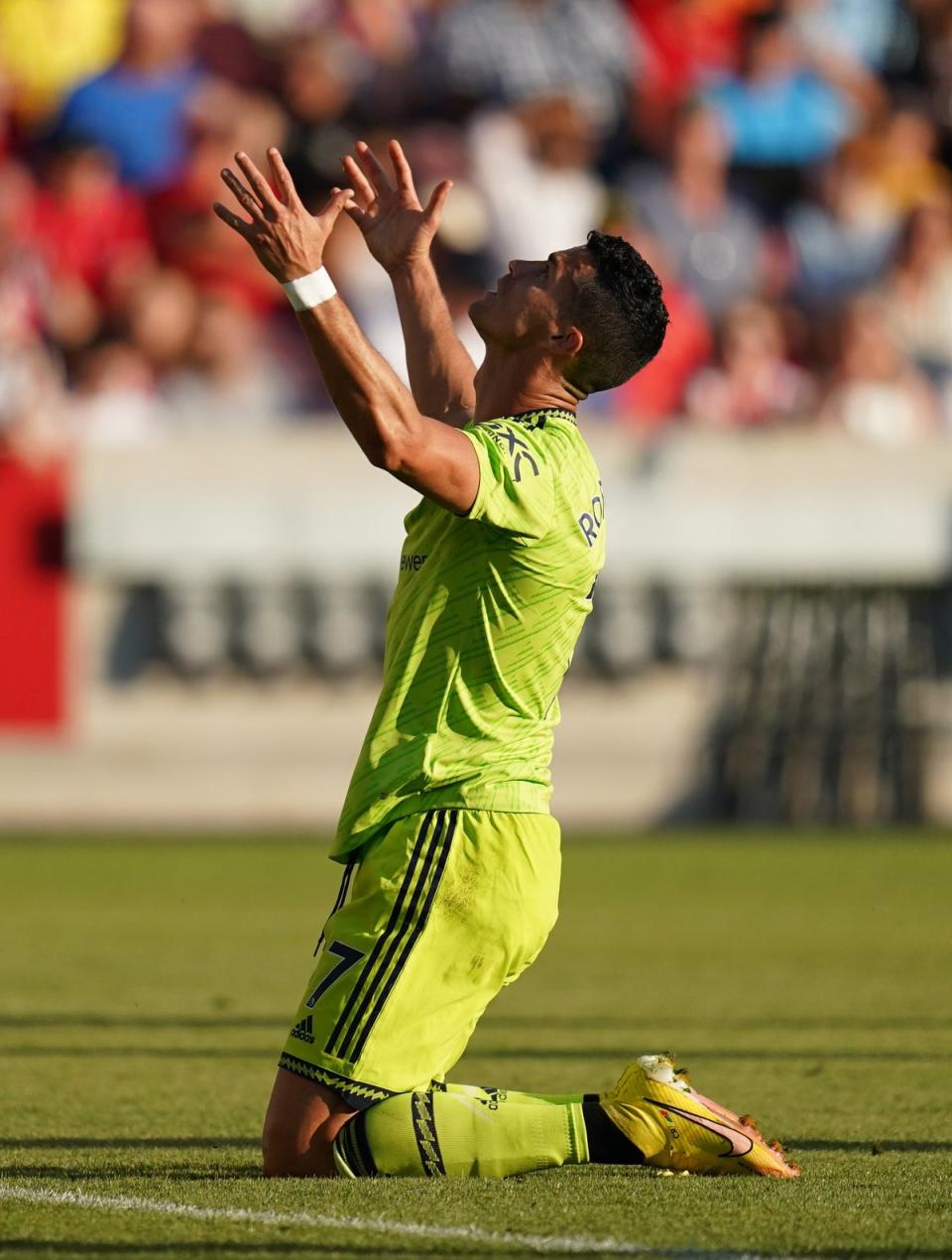 Manchester United’s Cristiano Ronaldo reacts during the 4-0 defeat at Brentford (John Walton/PA) (PA Wire)