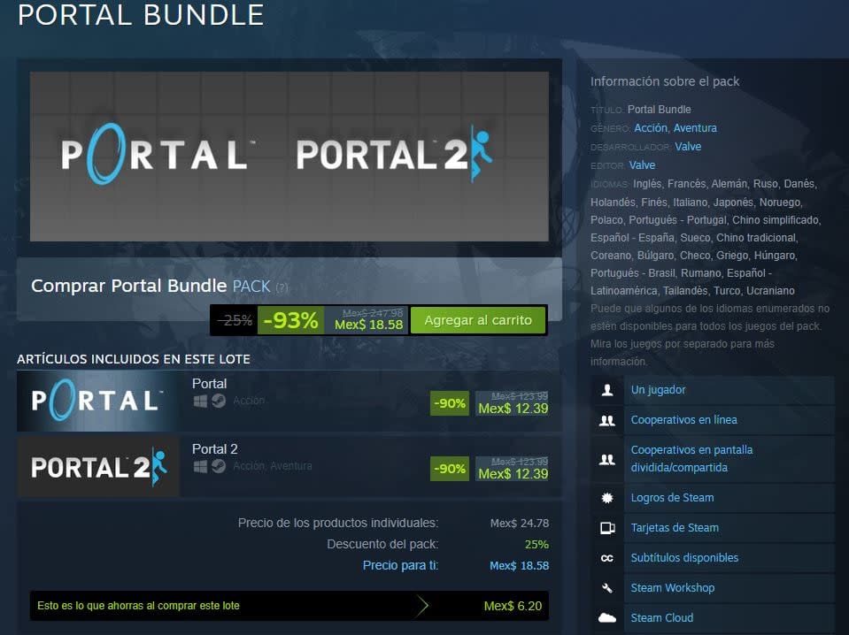 Los juegos de Portal están muy baratos en Steam