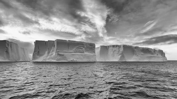 Antarctic icebergs.