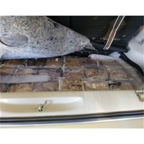 During a traffic stop Wednesday off Interstate 40 in Wheeler County, a Texas Highway Patrol Trooper found multiple plastic-wrapped packages of methamphetamine located in the front door panels and underneath the carpet in the rear cargo area of a 2023 Chrysler Pacifica. The vehicle had been traveling east on I-40 near Shamrock when it was stopped.