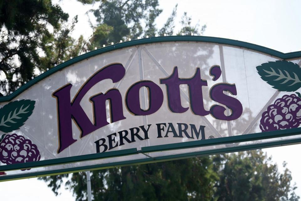 PHOTO: A sign at Knott's Berry Farm theme park is shown in Buena Park, Calif., on Nov. 4, 2023.  (Bloomberg via Getty Images, FILE)