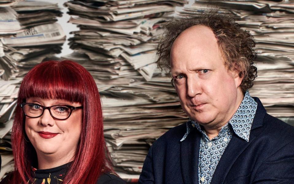 The News Quiz with Andy Zaltzman (R) as the host – seen here with occasional guest Angela Barnes – has been accused of being biased against the Conservatives