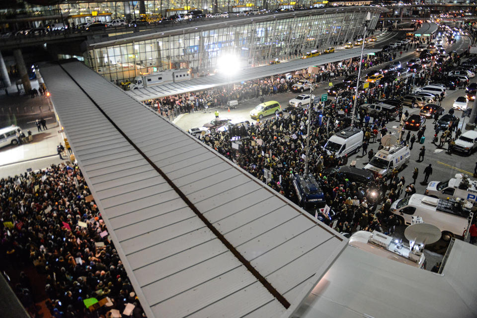 Protests at JFK over travel ban