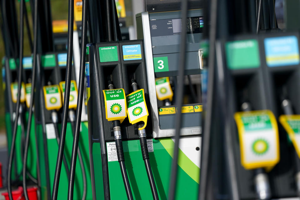 Out of use fuel pumps at a BP petrol station in Birmingham. Picture date: Tuesday September 28, 2021.