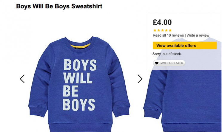 A mum has slammed Asda for it's 'sexist' Boys Will Be Boys slogan children's jumper [Photo: Asda]