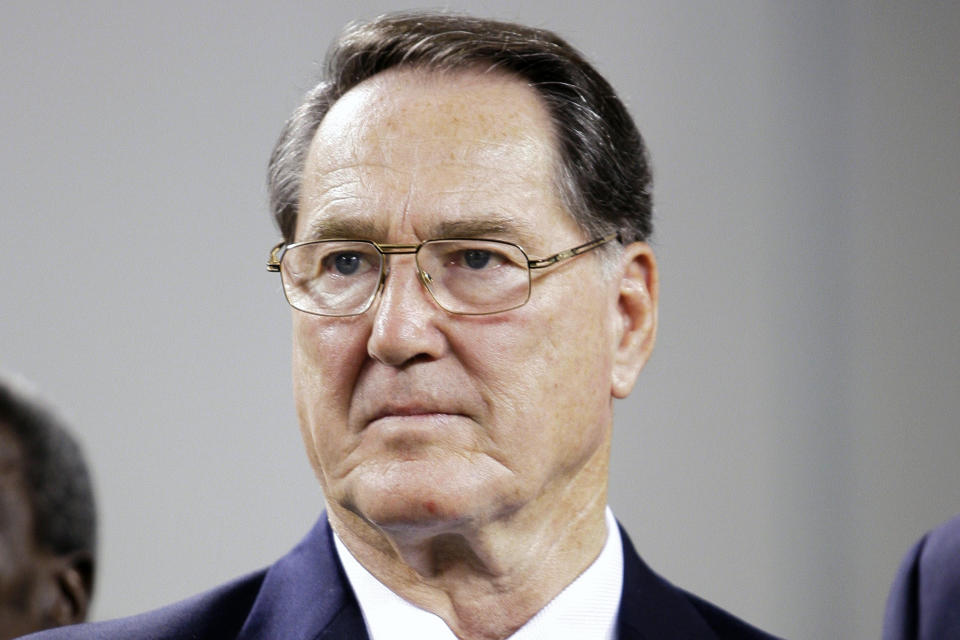 FILE - Former Dallas Cowboys player and Ring Of Honor member Chuck Howley is shown during halftime of an NFL football game against the New York Giants, Sunday, Sept. 20, 2009, in Arlington, Texas. Howley will be inducted into the Pro Football Hall of Fame on Saturday, Aug. 5, 2023. (AP Photo/Donna McWilliam, File)