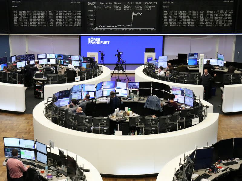 FILE PHOTO: German share price index DAX graph is pictured at the stock exchange in Frankfurt