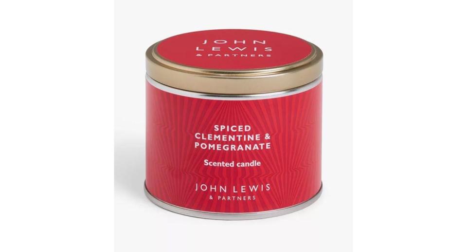 John Lewis Spiced Clementine & Pomegranate Scented Candle Tin