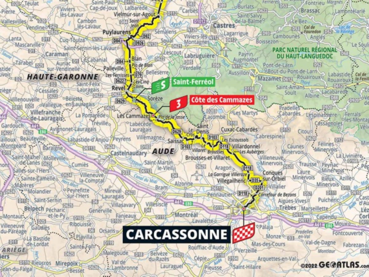Map of stage 15 of the Tour de France (letour)