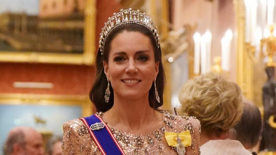 PHOTO: Catherine, Princess of Wales at an evening reception for members of the Diplomatic Corps at Buckingham Palace, Dec. 5, 2023, in London. (Jonathan Brady/Pool via Getty Images)