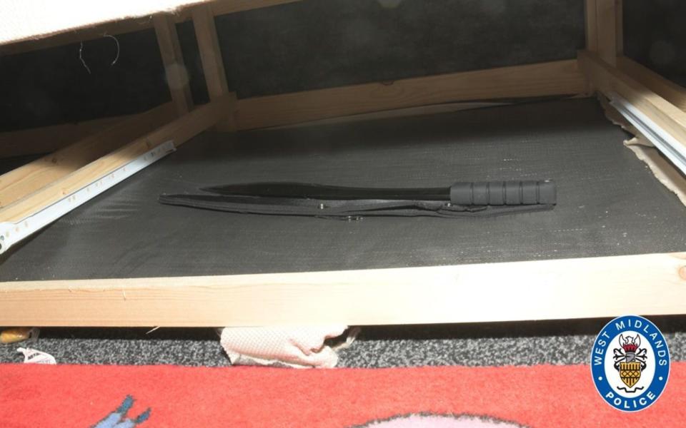 A machete was found under the bed of one of the defendants by the police