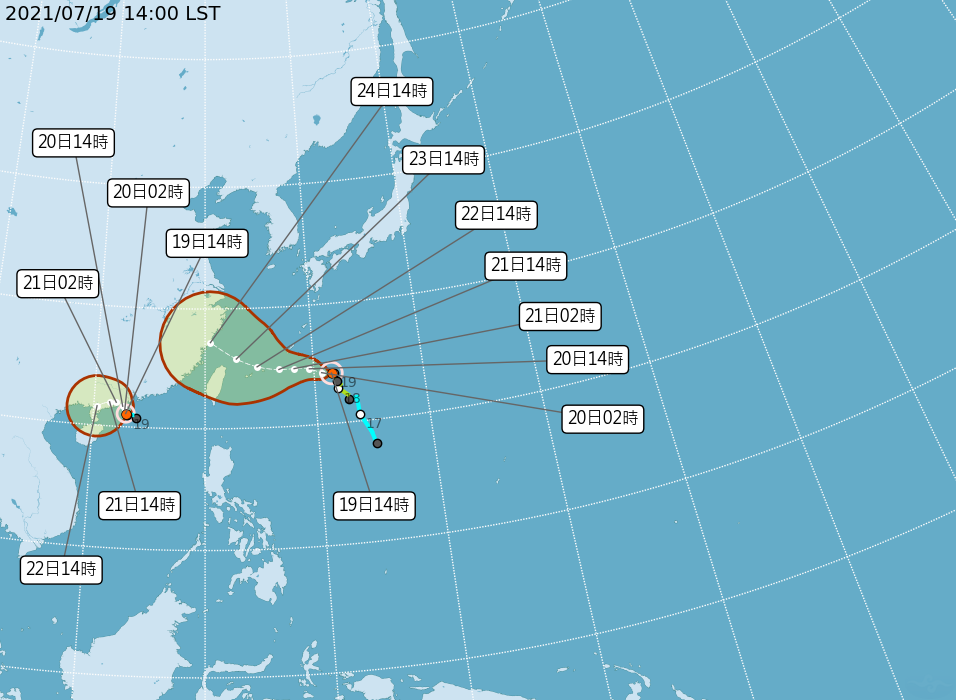 烟花以每小時8公里速度，向西進行>（圖／中央氣象局）