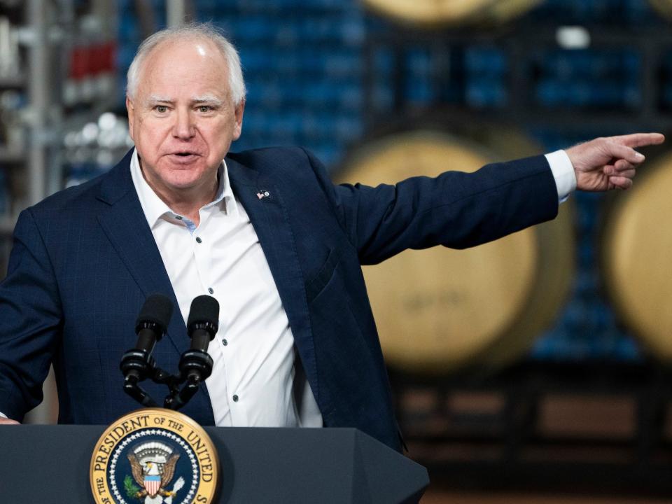 Gov. Tim Walz at an event in Wisconsin in January.