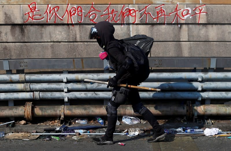 Protesters at the Chinese University in Hong Kong