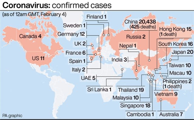 Coronavirus: confirmed cases