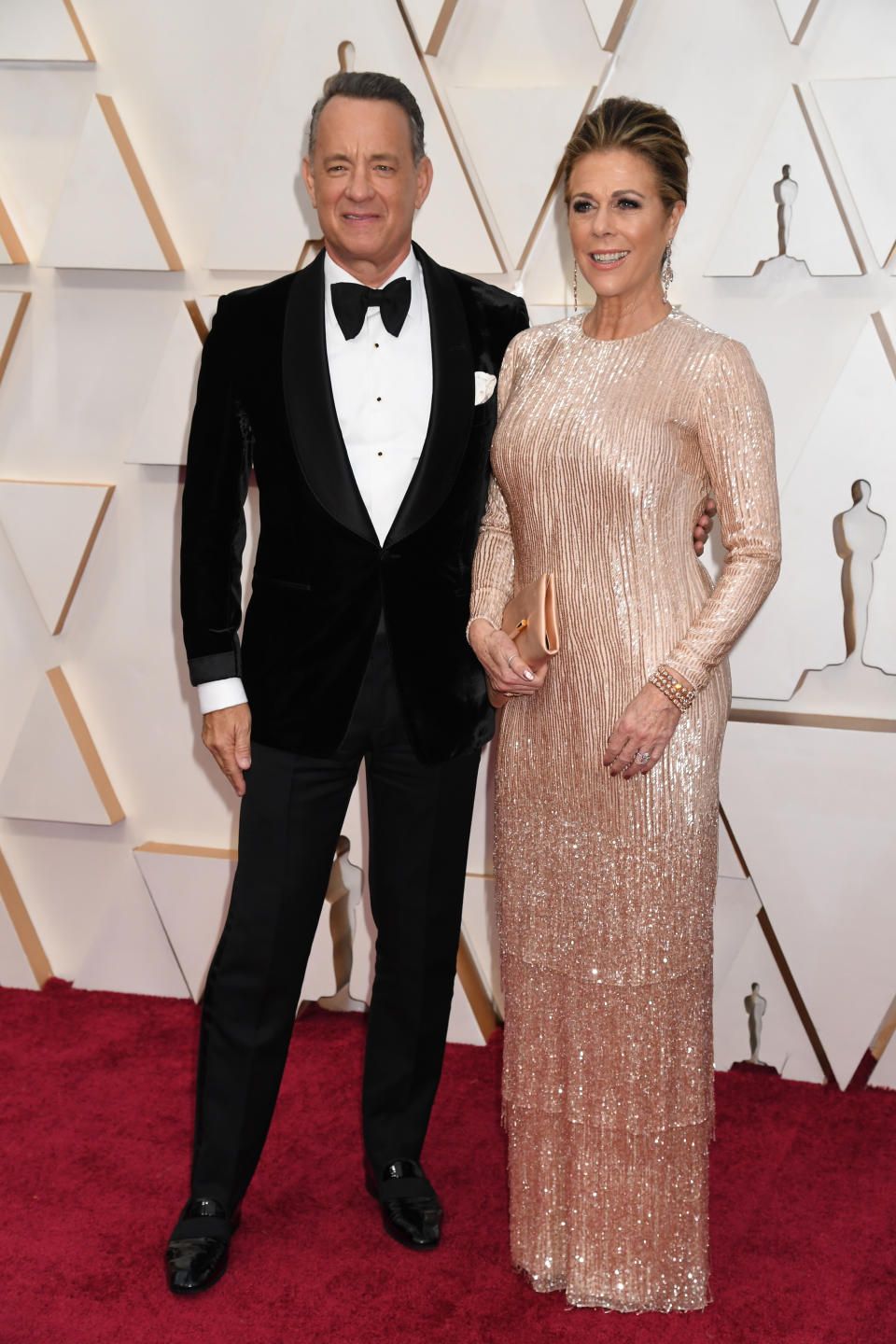 HOLLYWOOD, CALIFORNIA - FEBRUARY 09: (L-R) Tom Hanks and Rita Wilson attend the 92nd Annual Academy Awards at Hollywood and Highland on February 09, 2020 in Hollywood, California. (Photo by Jeff Kravitz/FilmMagic)