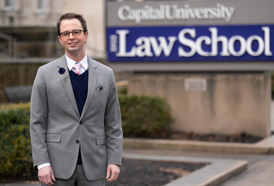 Robert Barnhart, an assistant law professor at Capital University Law School, poses for a portrait Jan. 17 outside of the school on East Broad Street in Downtown Columbus.