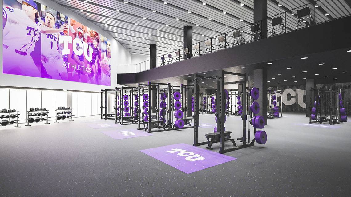 Renovation of the Bob Lilly Performance Center will include an expanded weight room and cardio space plus a studio for the women’s triathlon program, a yoga and stretching room, an expanded nutrition center, and the addition of an outdoor warm-up area. 