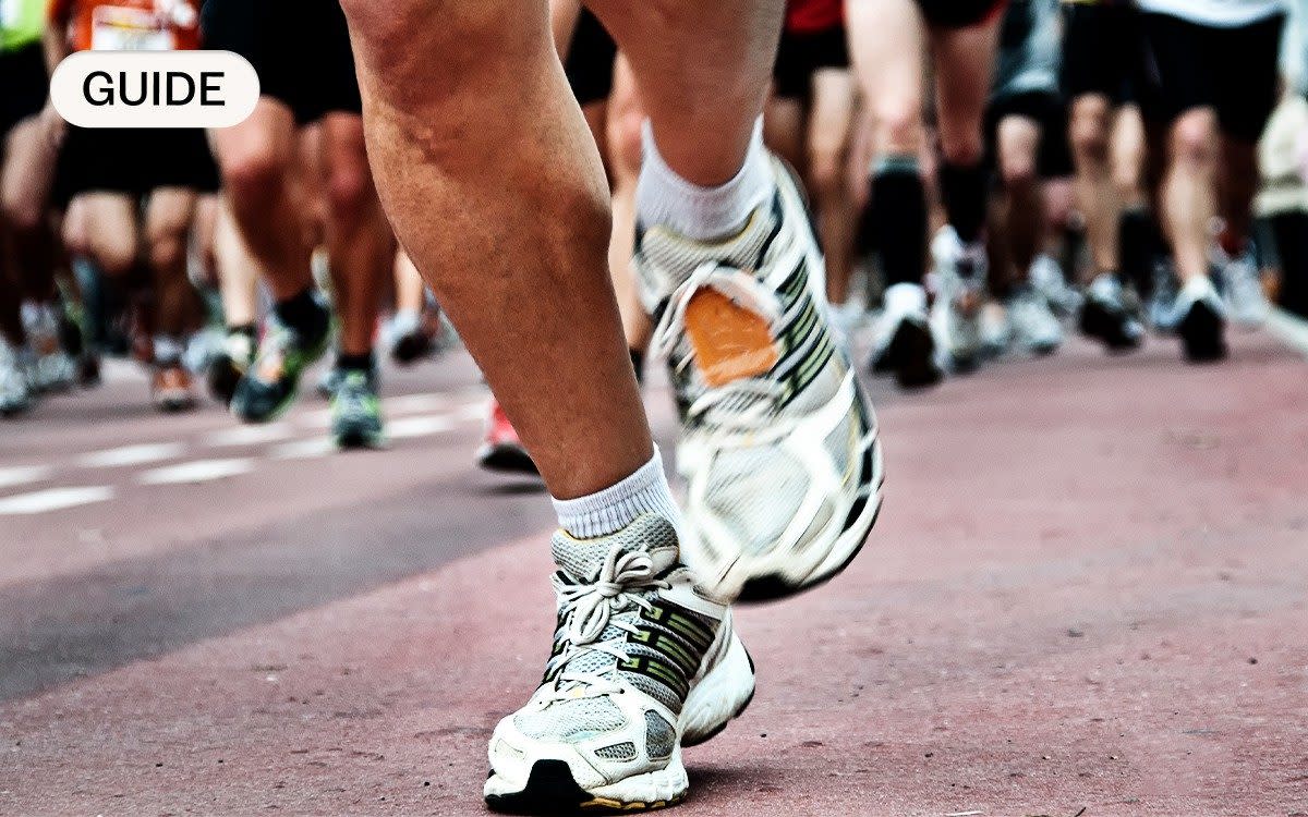 man's feet running