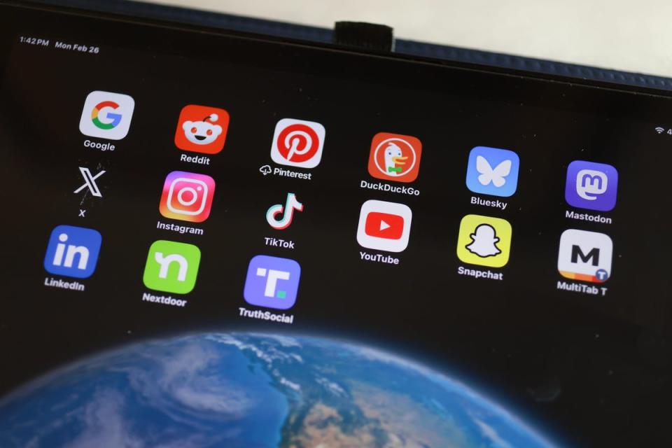 In this photo illustration, social media apps are displayed on an iPad on February 26, 2024, in Miami, Florida (Getty Images)