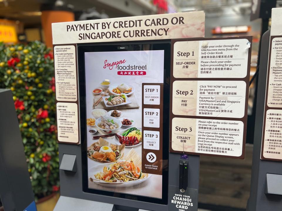 The kiosk where I ordered food at the Singapore food street at Changi terminal 3.