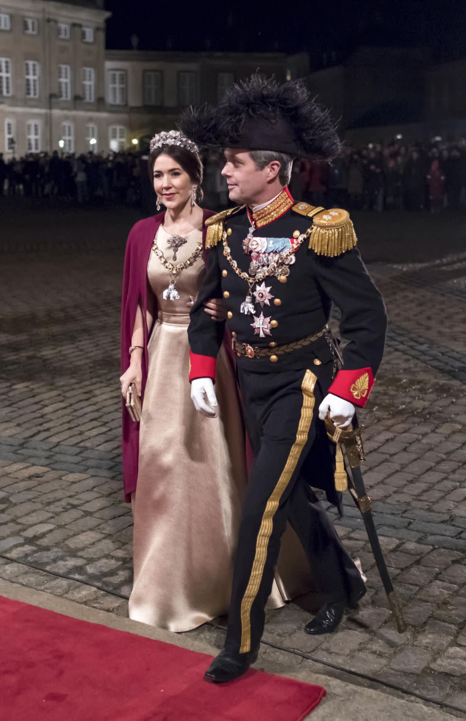 Last year, Mary wore a nude-coloured gown. Photo: Getty Images