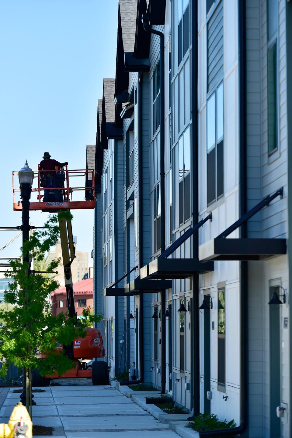 Construction continues on the new Johnson Commons at LaVilla townhouse complex on the site of the Historic LaVilla neighborhood Friday, April 12, 2024.