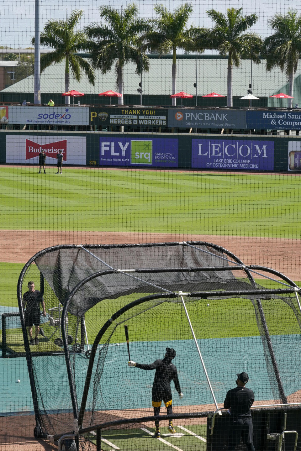 Pittsburgh Pirates' Ke'Bryan Hayes takes his turn in the batting cage before the team's spring training baseball game against the Detroit Tigers in Bradenton, Fla., Tuesday, March 2, 2021. (AP Photo/Gene J. Puskar