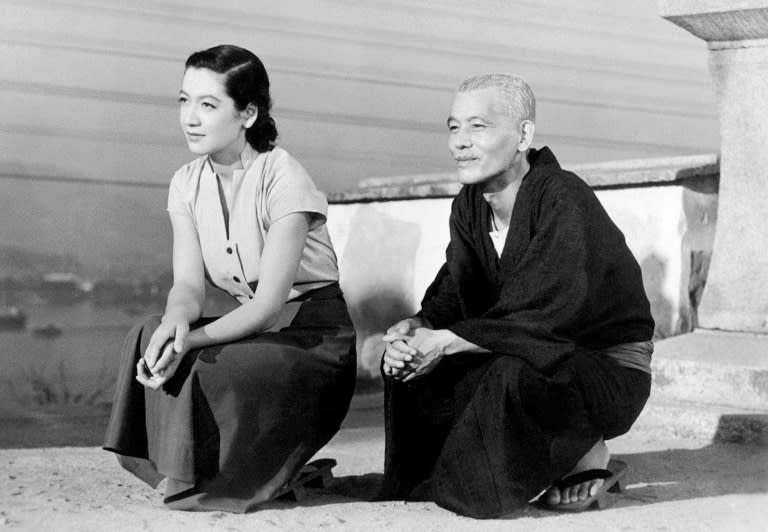 Japanese actress Setsuko Hara and actor Chishu Ryu, seen in a scene of the iconic 1953 movie 'Tokyo Story', directed by Yosujiro Ozu