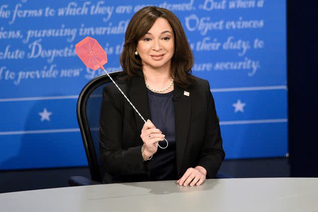 Will Heath/NBC/NBCU Photo Bank via Getty Maya Rudolph as Kamala Harris during the "VP Fly Debate" Cold Open on Saturday, October 10, 2020