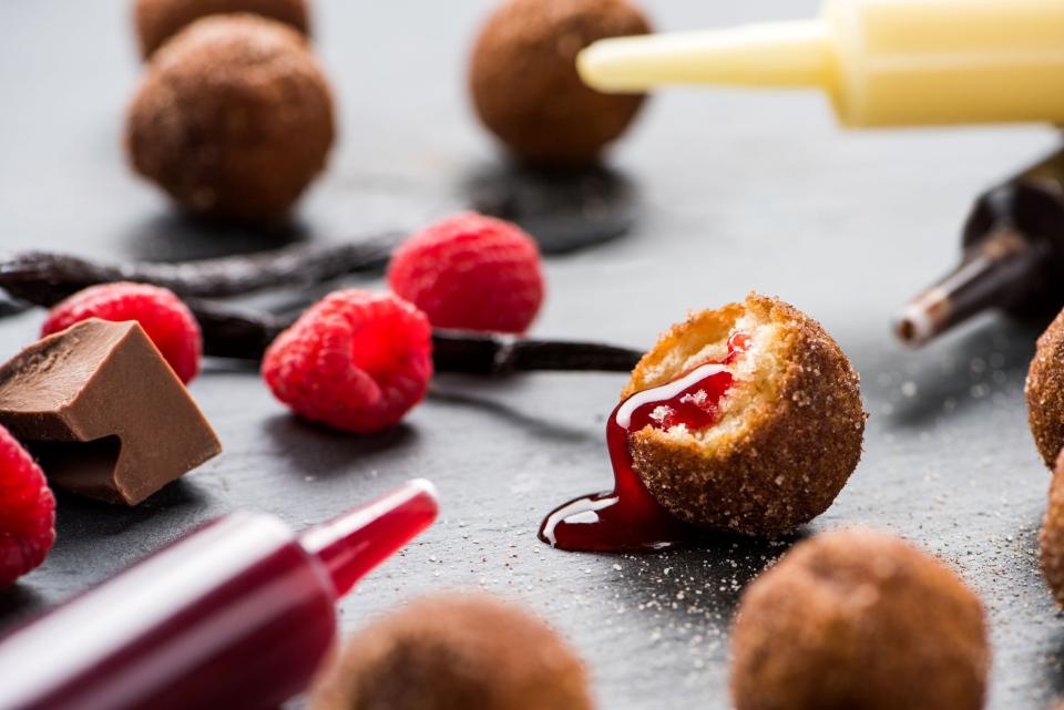 Injected donut holes served at Topgolf.