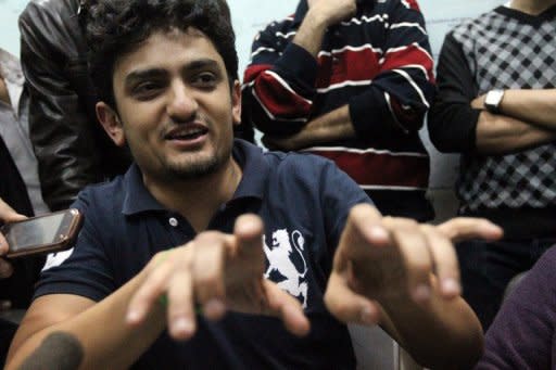 Egyptian cyberactivist and executive at Google Wael Ghonim speaks with the press at Cairo's Tahrir square in February 2011 following his release after being held blindfolded by the Egyptian security service for 12 days. Six months after they launched a revolution that ousted the regime, Egyptian bloggers have acknowledged that it takes more than a Facebook page to overthrow a dictator