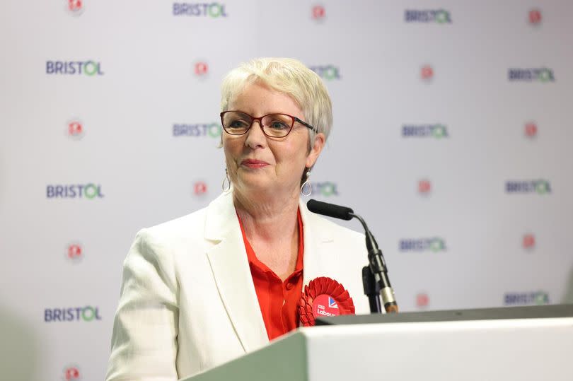 South Bristol Labour MP Karin Smyth with a speech at her re-election in the 2024 General Election