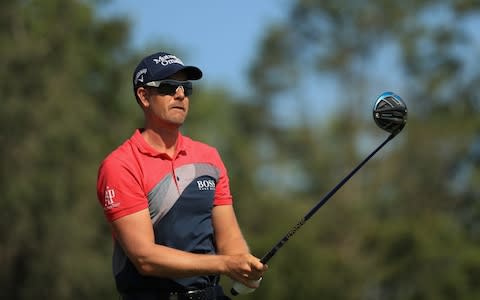 Henrik Stenson of Sweden plays his shot from the sixth tee during the third round - Credit: Getty