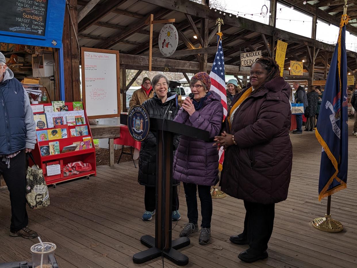 Lea Webb (D-52) and Friends of the Ithaca Farmer's Market announced $125,000 funding for improvements to the farmers market on Saturday, April 13.