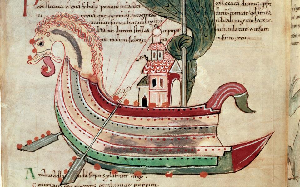 A Viking ‘dragon ship’, depicted in an Anglo-Saxon manuscript from the 11th century - Alamy