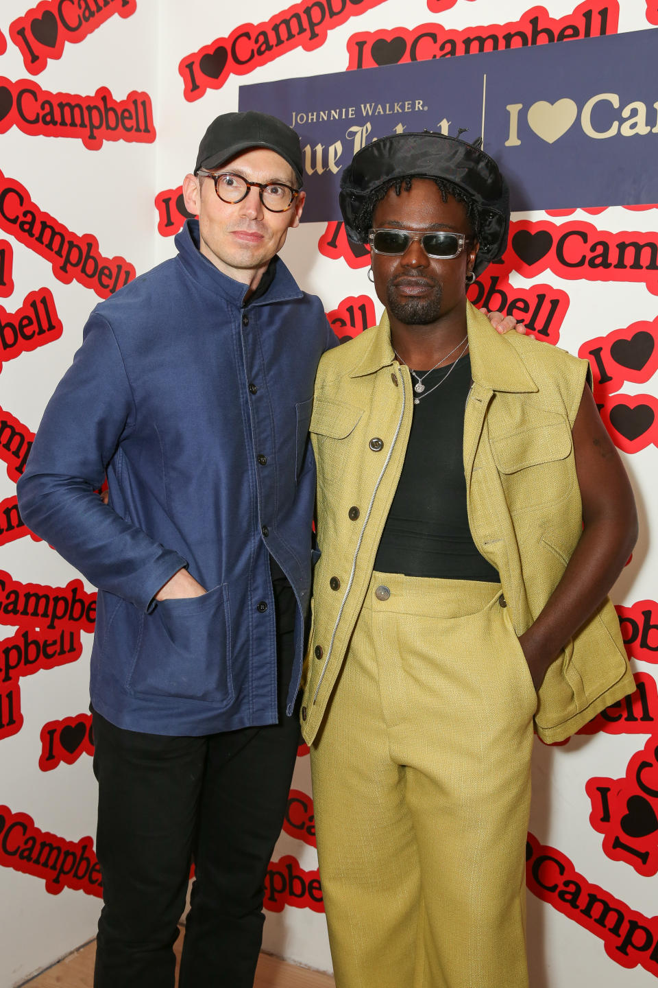 LONDON, ENGLAND - MAY 24: Erdem Moralioglu and Campbell Addy attend the Johnnie Walker Blue Label dinner celebrating Campbell Addy's 'I Love Campbell' exhibition, hosted by Ib Kamara, at 180 The Strand on May 24, 2023 in London, England. (Photo by Dave Benett/Getty Images for RanaVerse)