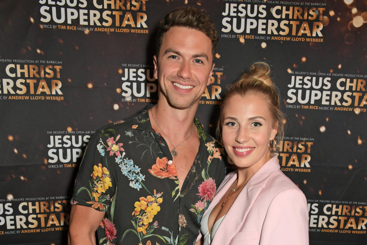 LONDON, ENGLAND -  JULY 09:   Richard Fleeshman and Celinde Schoenmaker attend the press night after party for 