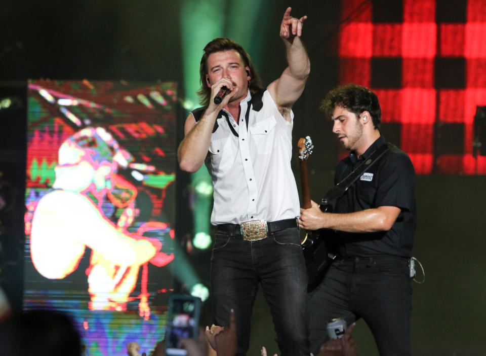 Country music star Morgan Wallen performs Aug. 31, 2019, during the "Can't Say I Ain't Country" tour at Cellairis Amphitheatre in Atlanta.