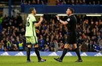 Football Soccer - Chelsea v Manchester City - FA Cup Fifth Round - Stamford Bridge - 21/2/16 Manchester City's Martin Demichelis remonstrates with referee Andre Marriner after a penalty is awarded to Chelsea Action Images via Reuters / John Sibley