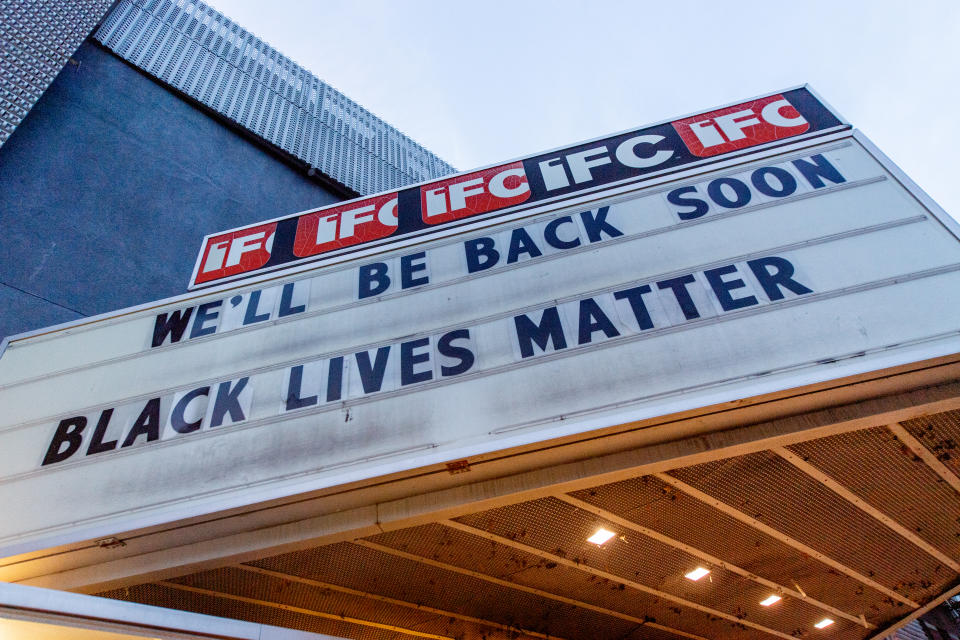 The IFC Center cinema remains closed in New York City. (Photo by Roy Rochlin/Getty Images)