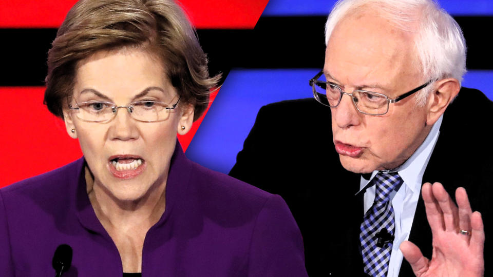 Sen. Elizabeth Warren and Sen. Bernie Sanders. (Photo illustration: Yahoo News; photos: Shannon Stapleton/Reuters)