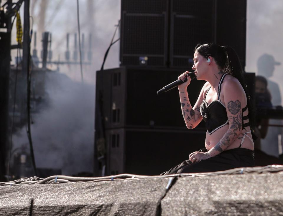 Bishop Briggs performs at the outdoor theater during the Coachella Valley Music and Arts Festival in Indio, Calif., Friday, April 15, 2022. 