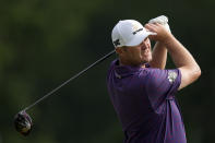 Jason Kokrak watches his tee shot on the ninth hole during the second round of the PGA Championship golf tournament at Southern Hills Country Club, Friday, May 20, 2022, in Tulsa, Okla. (AP Photo/Sue Ogrocki)