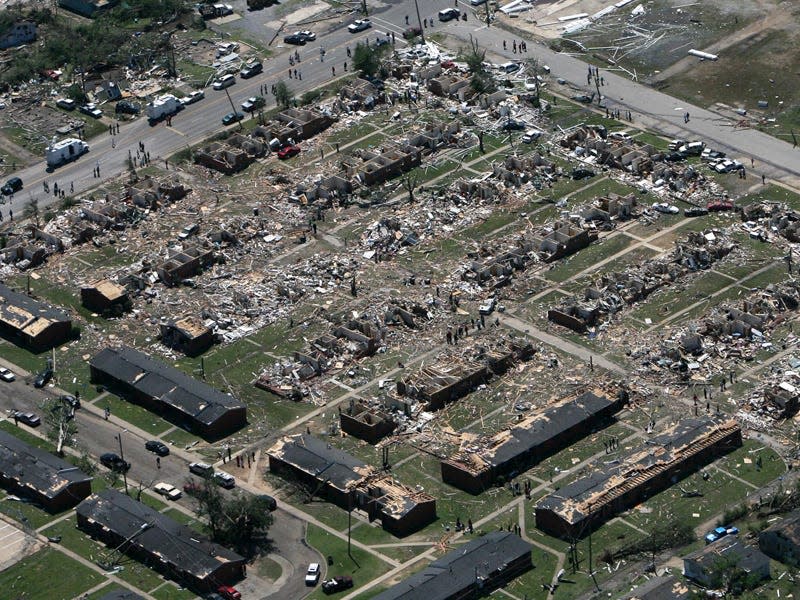 The Rosedale Court housing community was heavily damaged in Tuscaloosa, as seen in this aerial photo from April 28, 2011. A powerful and deadly tornado cut through Tuscaloosa on April 27, 2011.