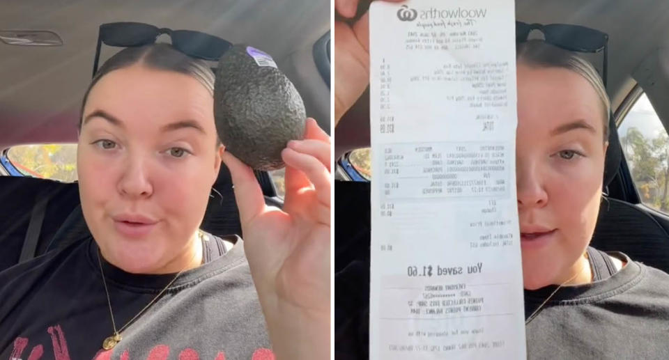 A Queensland woman is shocked what $31 got her at Woolworths, saying its expensive to eat healthy foods. Source: TikTok