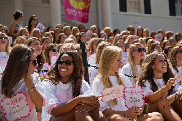 <p>AP Photo/Brynn Anderson</p> The University of Alabama Phi Mu's newest sorority members in 2014.