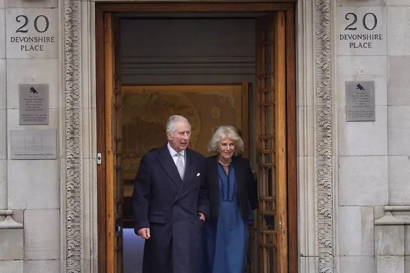 King Charles III and Queen Camilla outside The London Clinic